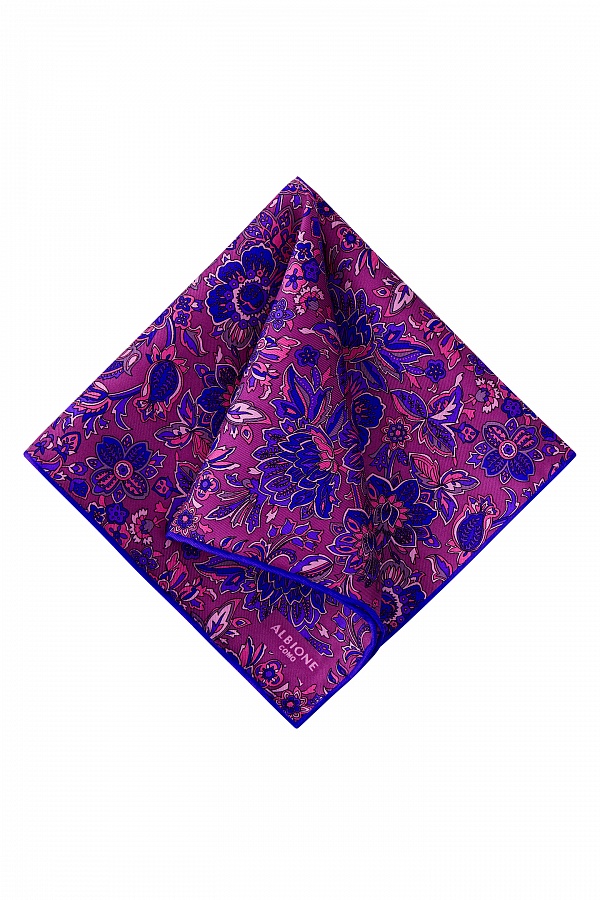 Фиолетово-синий платок с узором цветы