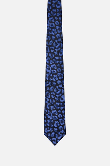 Черный галстук в синий узор