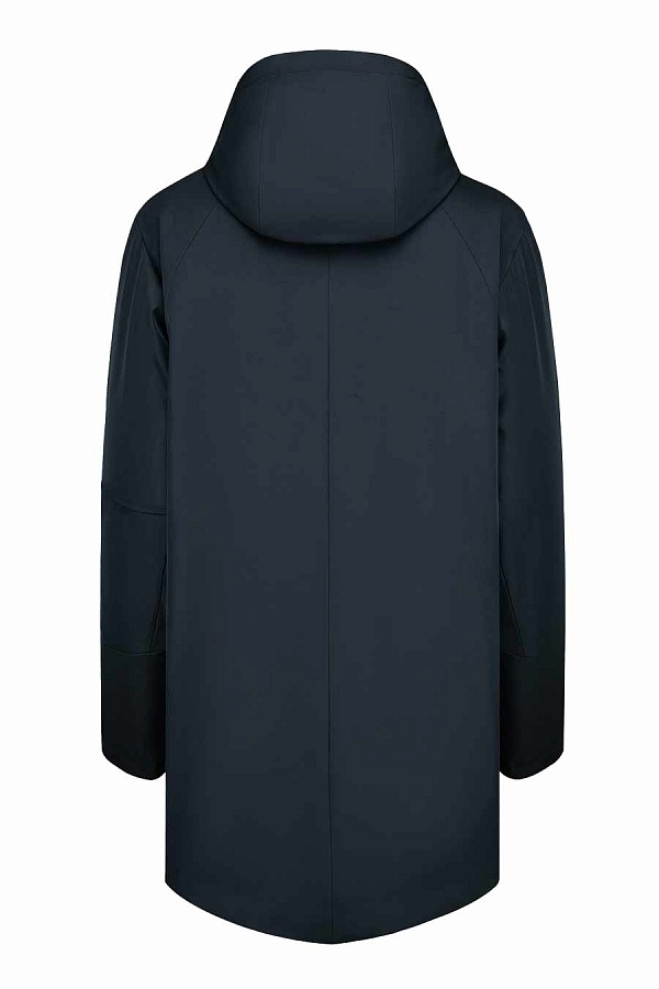Черная удлиненная куртка с капюшоном