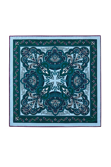 Зелено-голубой платок с орнаментом
