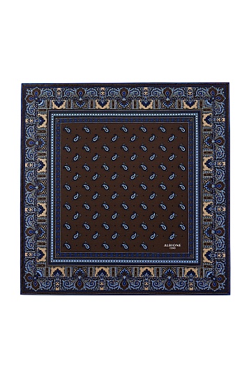 Коричнево-голубой платок с орнаментом пейсли