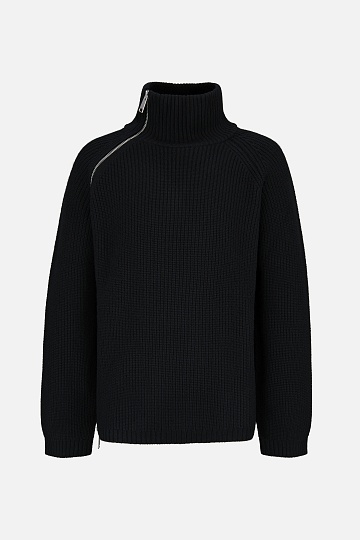 Черный свитер на ассиметричной молнии